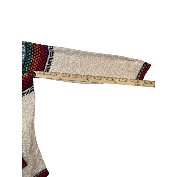 Womens Cream Alpaca Blend Colorful Knit Hooded Cardigan Sweater‎ Llama Pattern - Picture 5 of 7